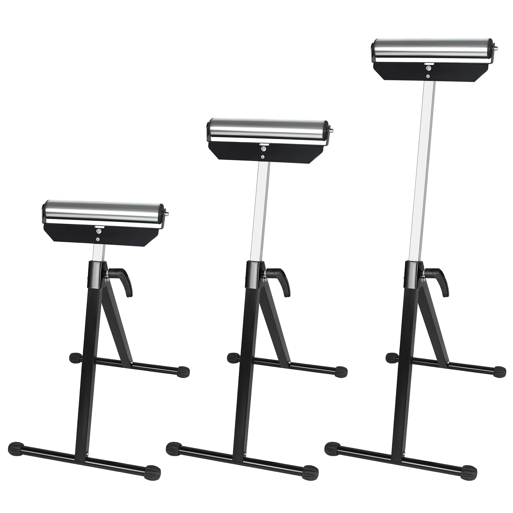 XMTECH Lot de 2 tréteaux à roulettes pliables - Hauteur réglable de 68 à 107 cm - Charge maximale : 60 kg