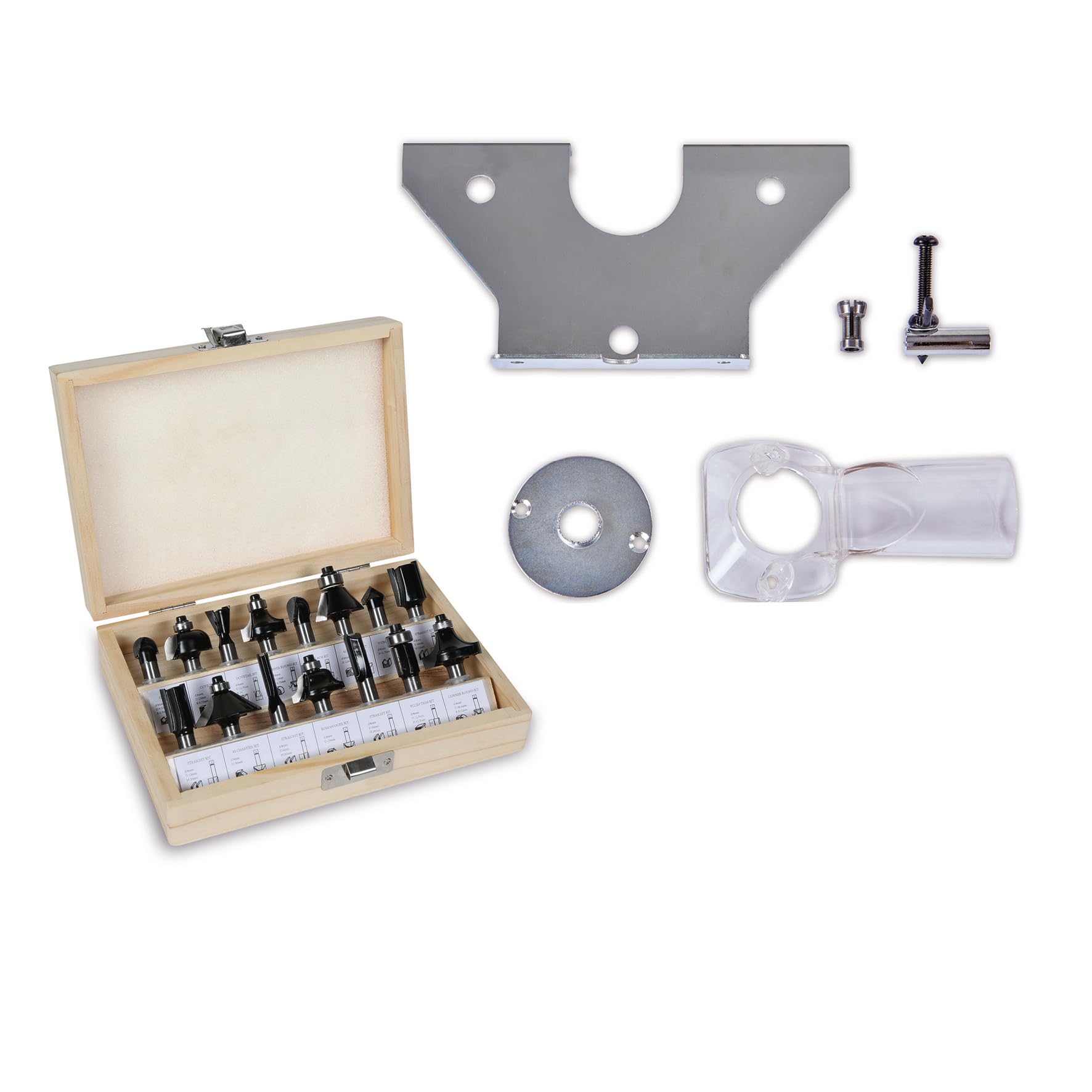 Einhell Oberfräse TC-RO 1155 Kit (1100 Watt, Ø 6 und 8 mm, Drehzahlregulierung, Parallelanschlag, Absaugadapter, inkl. Zubehör & diverse Fräser)