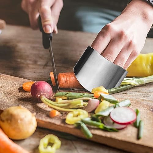 Miniatura 3 de Protector de dedos de acero inoxidable, 4 protectores de dedos para cortar herramientas de cocina, protectores de dedos para cortar alimentos,