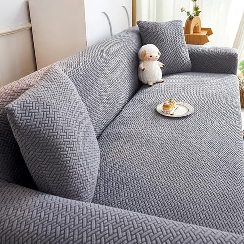 Funda de sofá elástica lavable de terciopelo con protector reposapiés integrado L 2