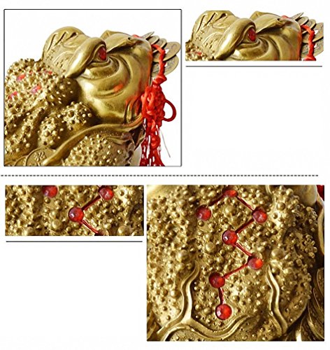 Boyull Brass Feng Shui Money Frog Statue With Lucky Charm Ancient Coins On Red String,Feng Shui Decor #TOP3