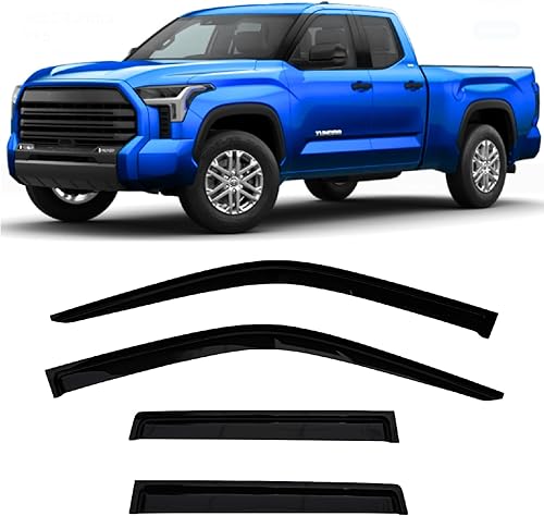 Deflectores de ventilación de ventana lateral tintados en humo protectores de lluvia compatibles con Toyota Tundra 2022 2023 Double Cab SR SR5