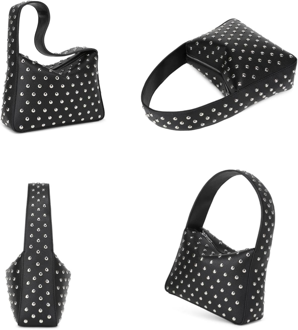 Women's Studded Purses Black Shoulder Bag Y2K Purse 90s Punk Vegan Leather Designer Handbags