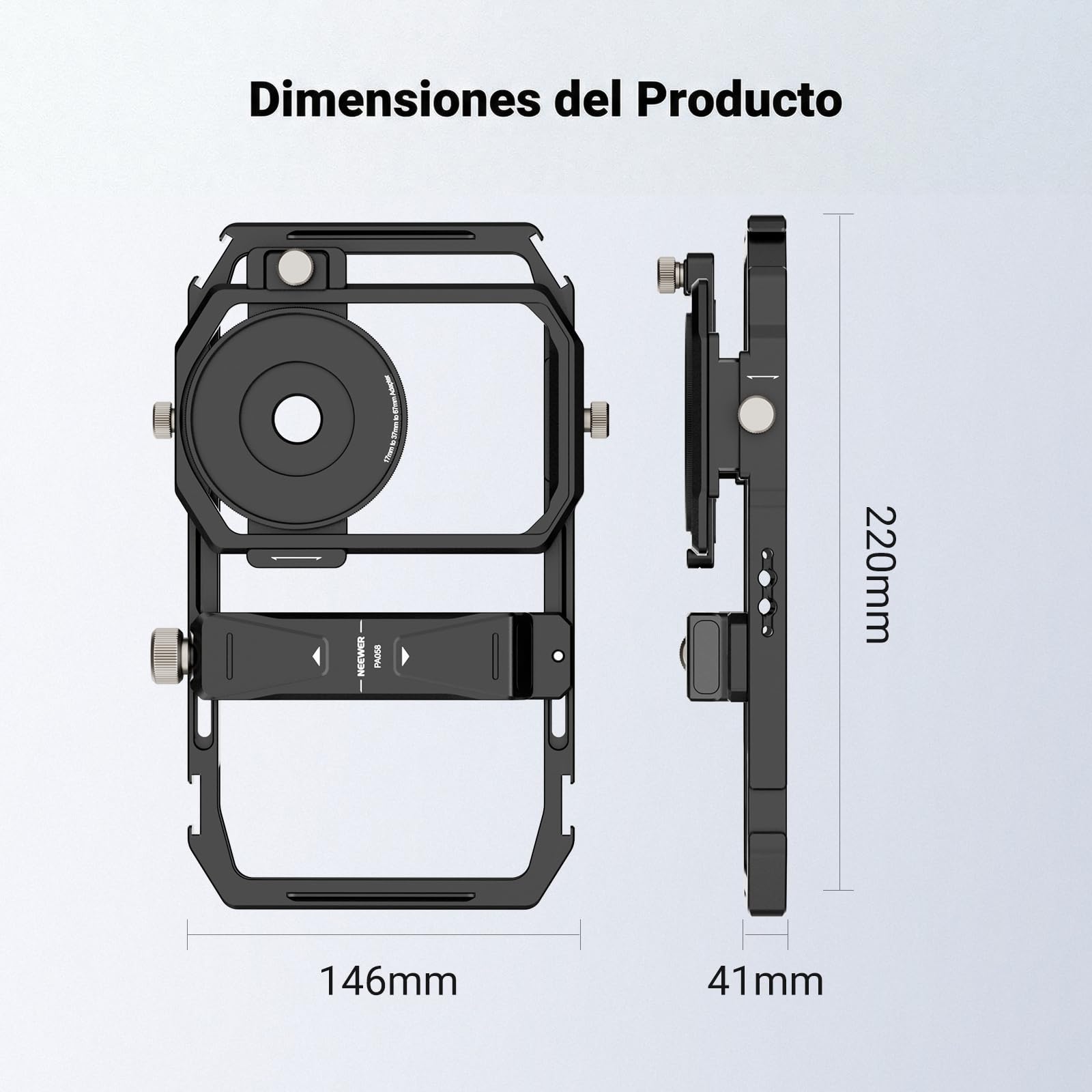 NEEWER Estabilizador Universal de Soporte de Video para teléfono con Filtro de Lente de 17 mm a 37 mm y 67 mm, Accesorios compatibles con iPhone, Android, Samsung, para grabación de Video, fotografía
