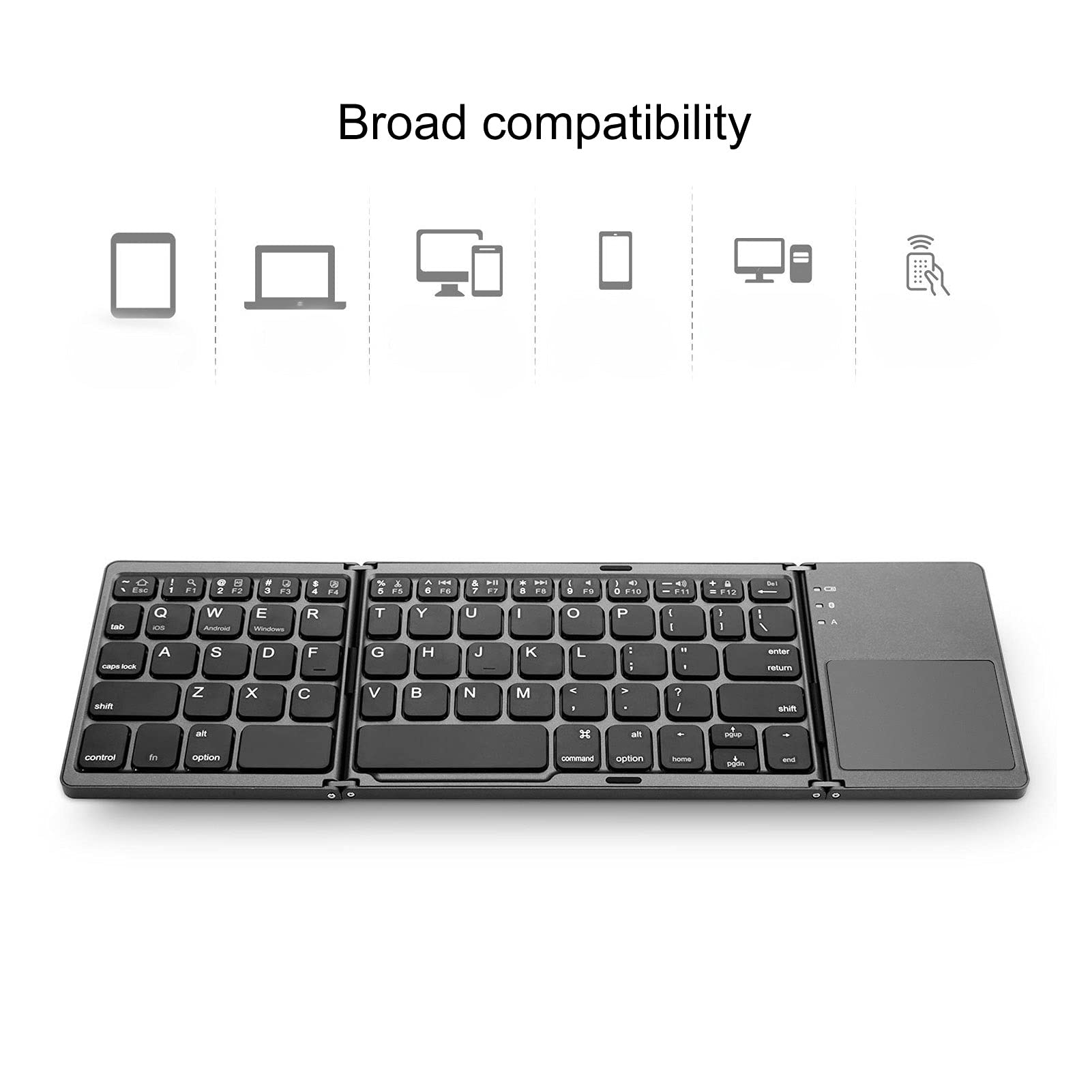 EBTOOLS Portable Bluetooth Keyboard, USB Wired/Bluetooth 3.0 Dual?Mode Foldable Keyboard with TouchPad, Suitable for iOS/Windows/Android Systems(Black)