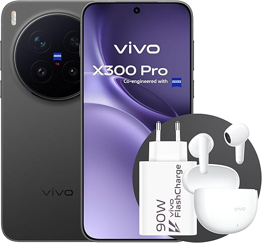 vivo X300Pro 5G, Cameraphone con Teleobiettivo APO ZEISS 200MP, 16+16GB RAM，512GB ROM, schermo piatto da 6,78 pollici,90W Fast charge,Dimensity 9500, IP68 e IP69, Android 16