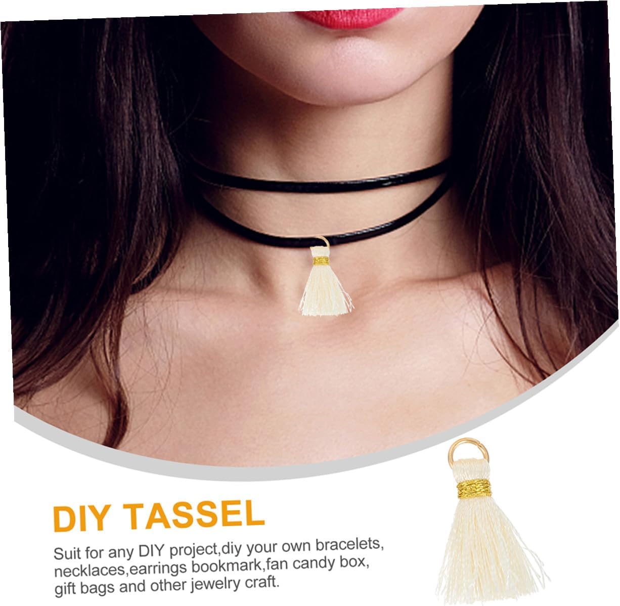 30pcs 2cm Cream White DIY Tassel with Loop for Clothing Accessories, Decorative Keychain and Packaging Pendants, Craft Trim Embellishments for Sewing and Home Decor