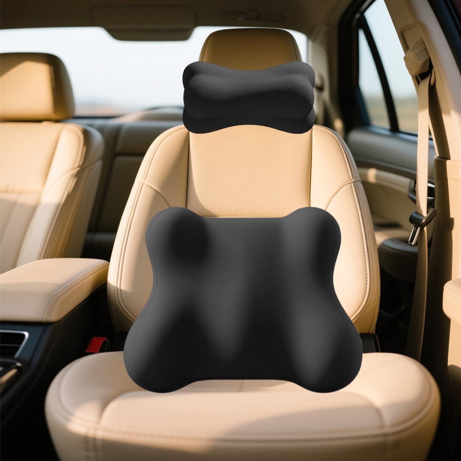Soporte para Cuello y Espalda para Coche Accesorios para Asiento de Coche | Cojín Ergonómico Cervical y Lumbar para Auto Para Conductores Viaje Avión Silla Escritorio Sofá Sillón Reclinable