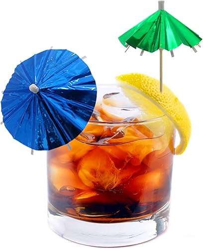 Miniatura 6 de BLUE TOP 50 paraguas de papel de aluminio para cóctel, palillos de bebidas de 4 pulgadas, palillos de sombrilla de cóctel, palillos de cóctel,