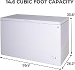 Kenmore Deep Freezer - Chest Freezer, 1 Basket, Garage Ready, Meat Storage, Front Drain, Congélateur For Home, Apartment, Basement, Dorm, Shed, Cottage, Manual Defrost, Stand Up, 14.6 Cu Ft, White
