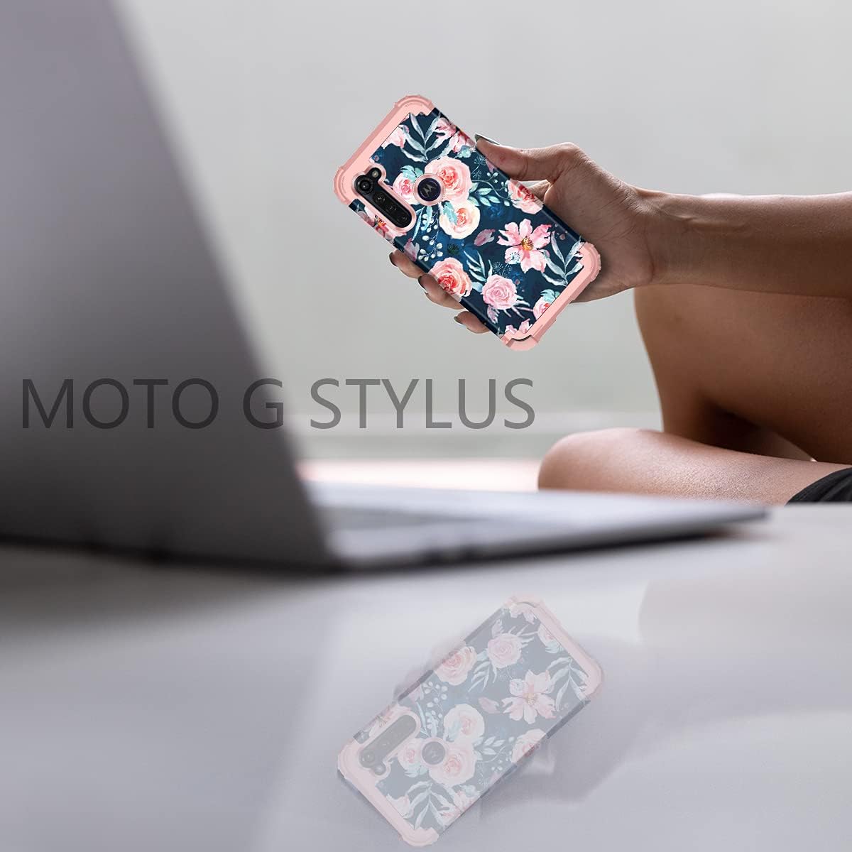 Hekodonk for Moto G Stylus Case 2020 Case,Three Layer Glitter Heavy Duty Hybrid Sturdy Shockproof Protective Phone Cover Cases for Motorola G Stylus Case 2020 Navy Blue