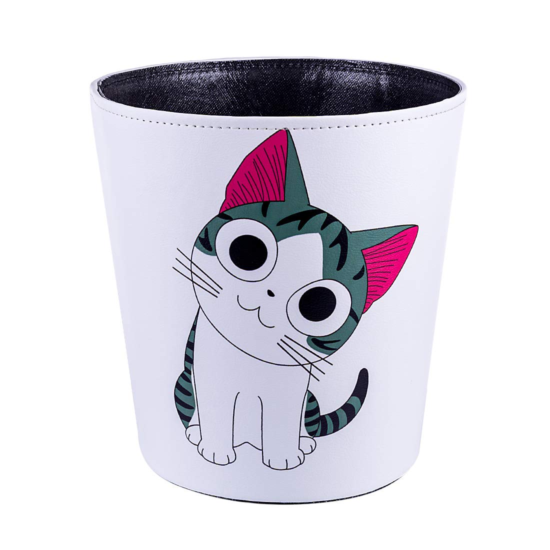 10L Wastebasket Retro Decorative Trash Can Waterproof PU Leather Wastebasket Without Lid Girl's Wastebasket Unicorn Wastebasket for Kitchen, Office, Living Room, Bedroom