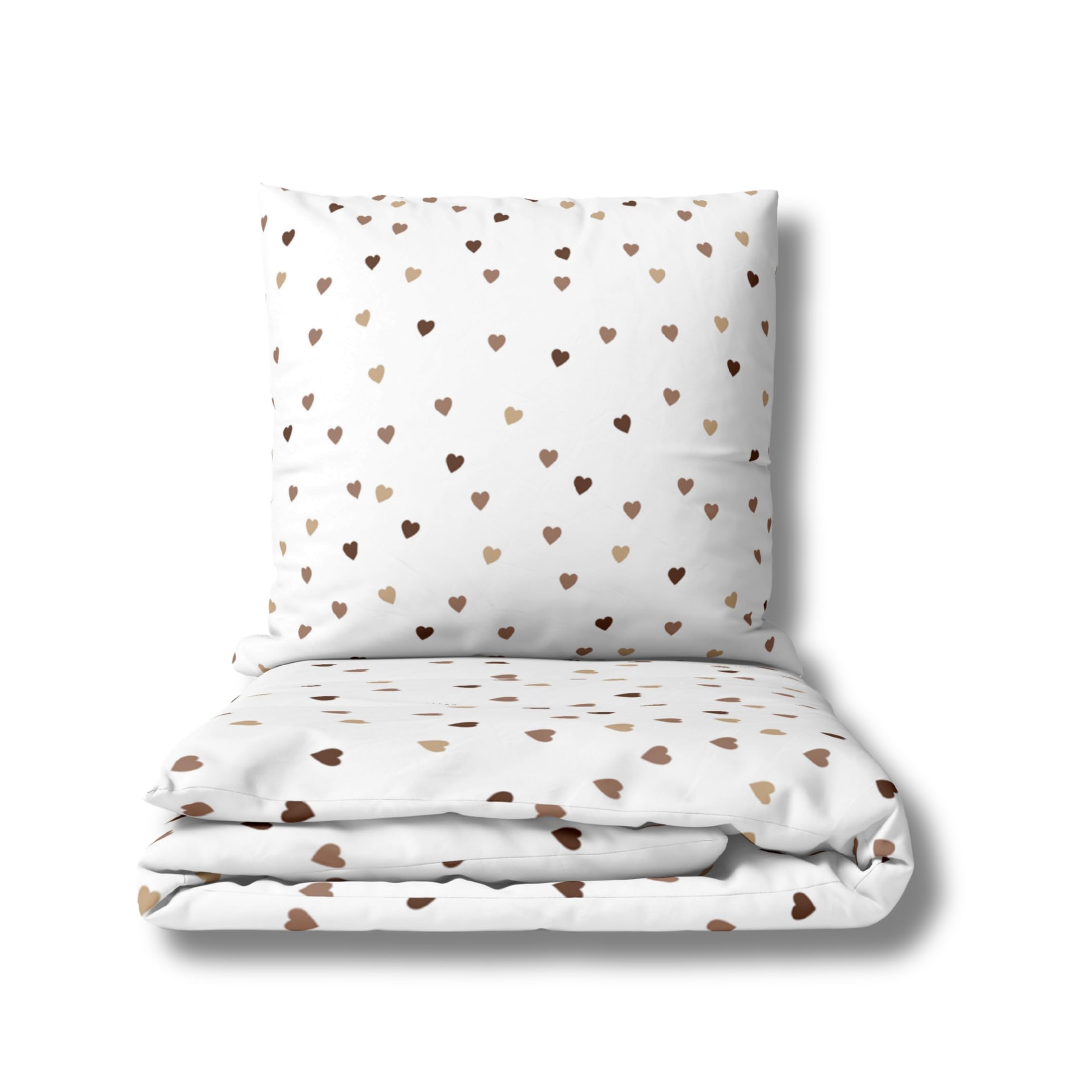 MTOnlinehandel Herzen Bettwäsche 155x220 + 80x80 – kuscheliger Flanell/Biber aus 100% Baumwolle, Öko-Tex Zertifiziert, Reißverschluss Little Heart Paris Print (155x220)