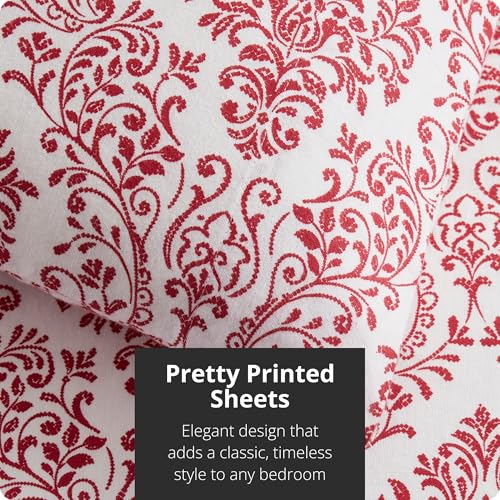 Image of Tahari Home Brushed Flannel 3-Piece Bedding Set, Twin, Damask Red