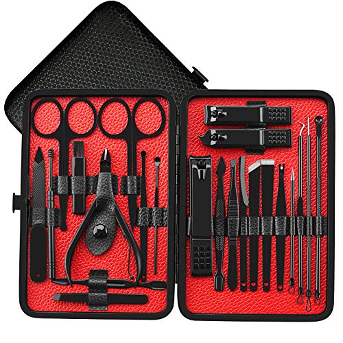 Nail Clippers Kit 23 in 1 With Nose Hair Clipper, Cleaning Brushe, Spiral Ear Pick, etc. Gifts Popular For Men And Women The Best Nail Care Manicure Kit Pedicure Kit Home & Travel Manicure Set