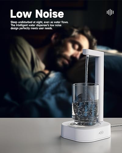 Miniatura 6 de FUNCUE Dispensador de agua con 7 niveles inteligentes, dispensador de agua de escritorio para botella de 5 galones y botellas universales, bomba de