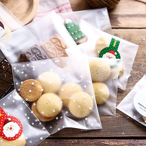 Miniatura 7 de Juego de 500 bolsas autoadhesivas para golosinas, de 3.9 pulgadas, de celofán con lunares blancos, para fiestas, para piruletas, dulces, chocolates,