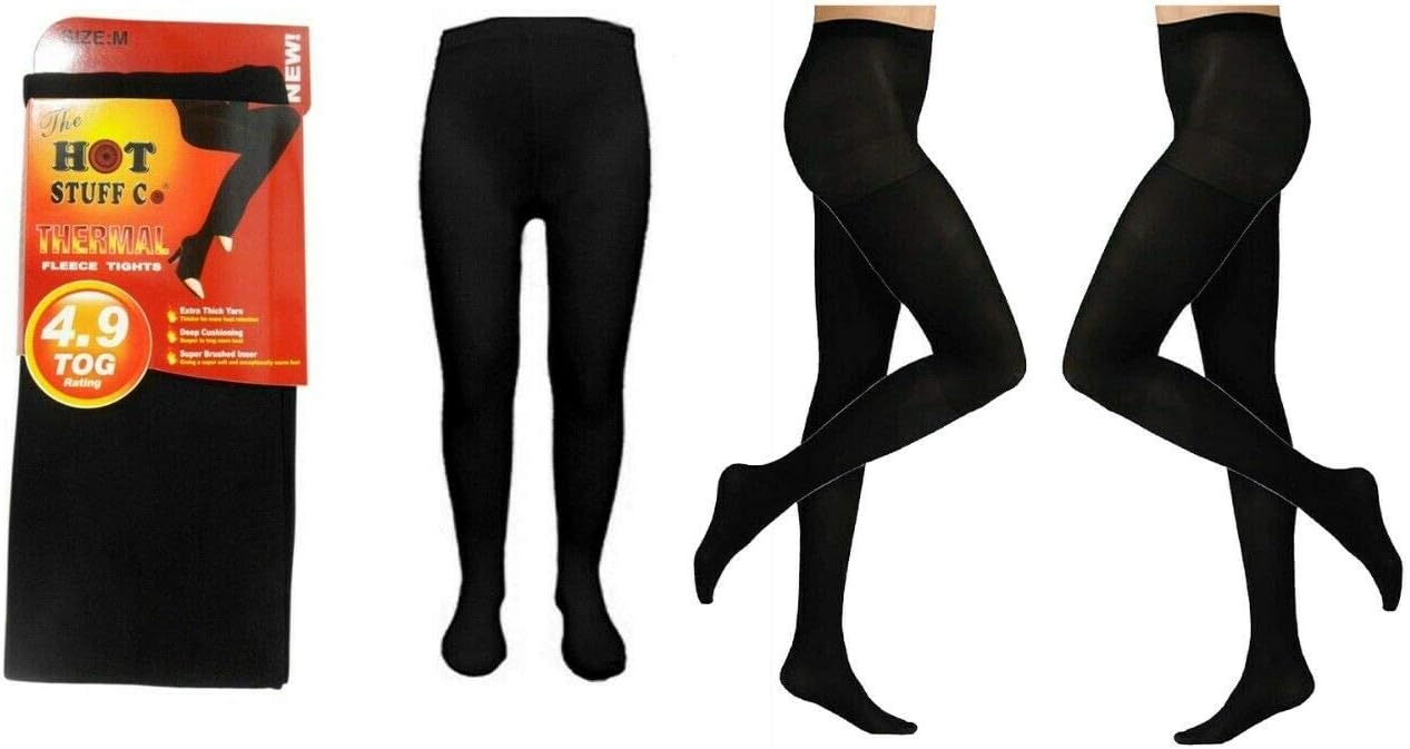 Ladies Women's Winter Warming Fleece Lined Thick Thermal Full Foot Tights S-XL (Small)