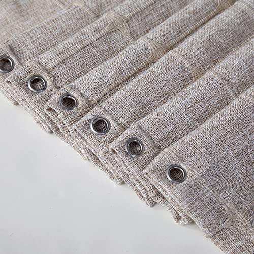 Yokii Boho Farmhouse Shower Curtain Extra Long 84 Inch Length, Wrinkle Free & Ultra Thick Cotton Linen Texture Rustic Cottagecore Modern Cute Tassel Bathroom Shower Curtains Set In Tan #TOP5