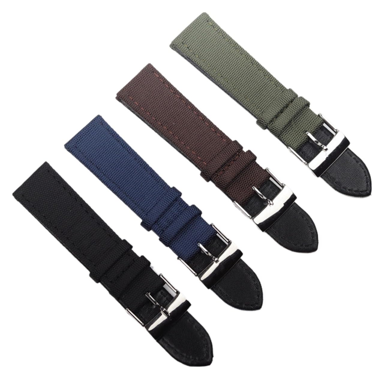 SiChouwz 22 mm czarny, niebieski, zielony, brązowy, nylonowy, skórzany pasek do zegarka, kompatybilny z paskiem(Green strap)