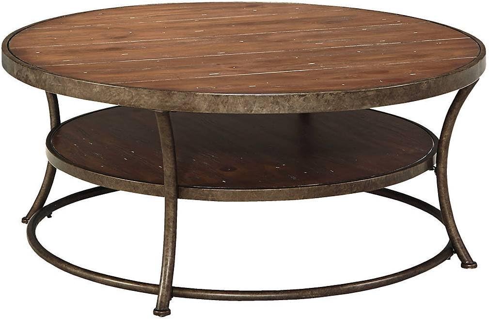 Ashley Furniture Signature Design - Nartina Casual Round Cocktail Table - Light Brown