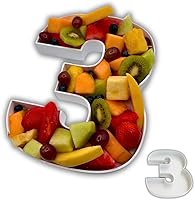 Vista 4 de Bandejas de plástico duro reutilizables y rellenables con letras y números para decoración de fiesta (E, Blanco)