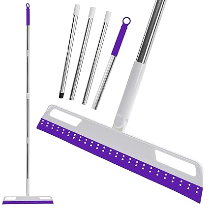 Euedue Multi-Function Magic Broom, Silicone Wiper Blades for Home, Non-Stick Hair Sweeping Tool 4 in 1 Adjustable Floor Scraper for Bathroom, Window, Kitchen, L