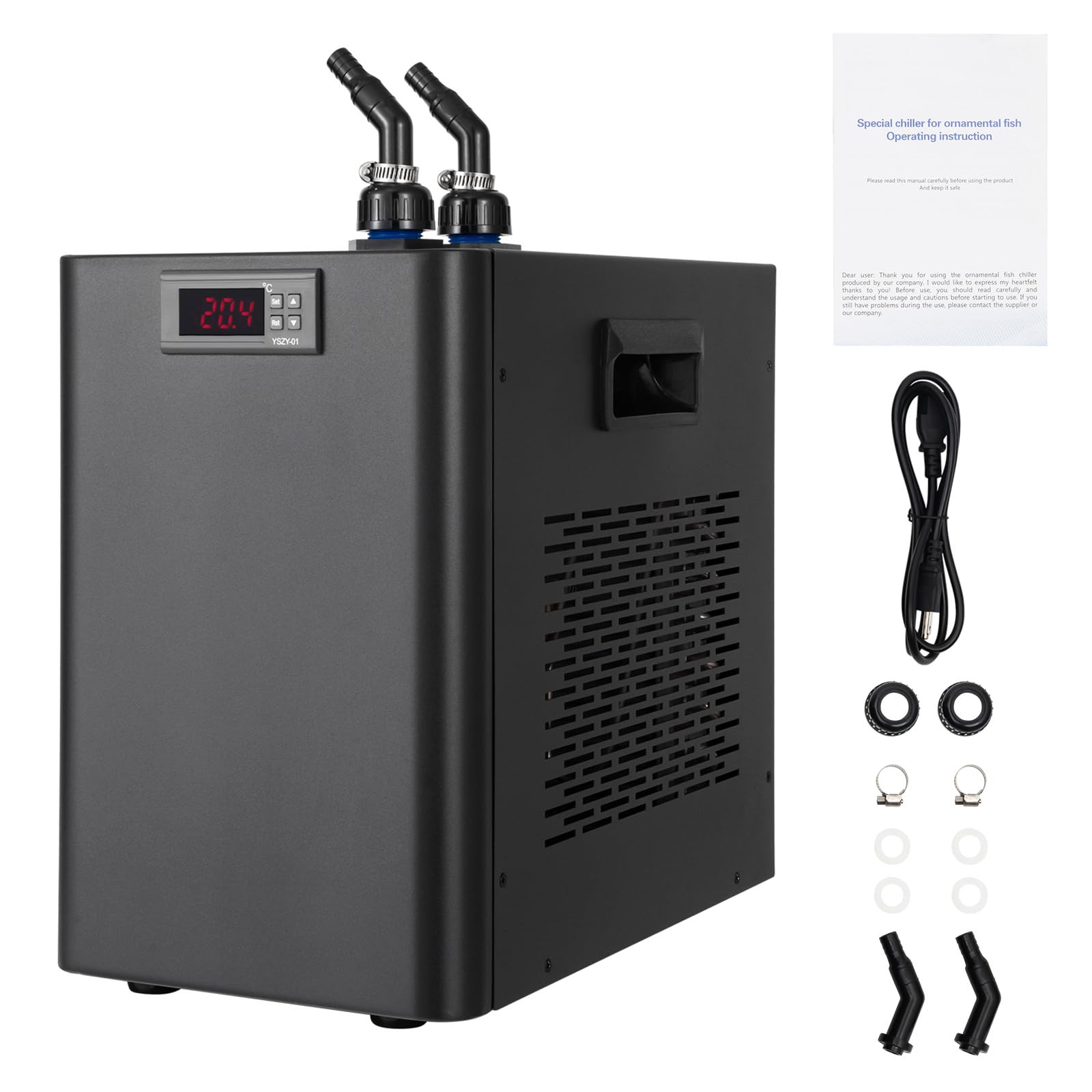 Cbhfmljd 110V 60HZ Quiet Aquarium Chiller, 42Gal 1/10 HP Water Cooler Refrigeration Compressor Home Use Fish Coral Shrimp with Pump and Pipe Water Chiller for Ice Bath Shrimp Aquarium : Pet