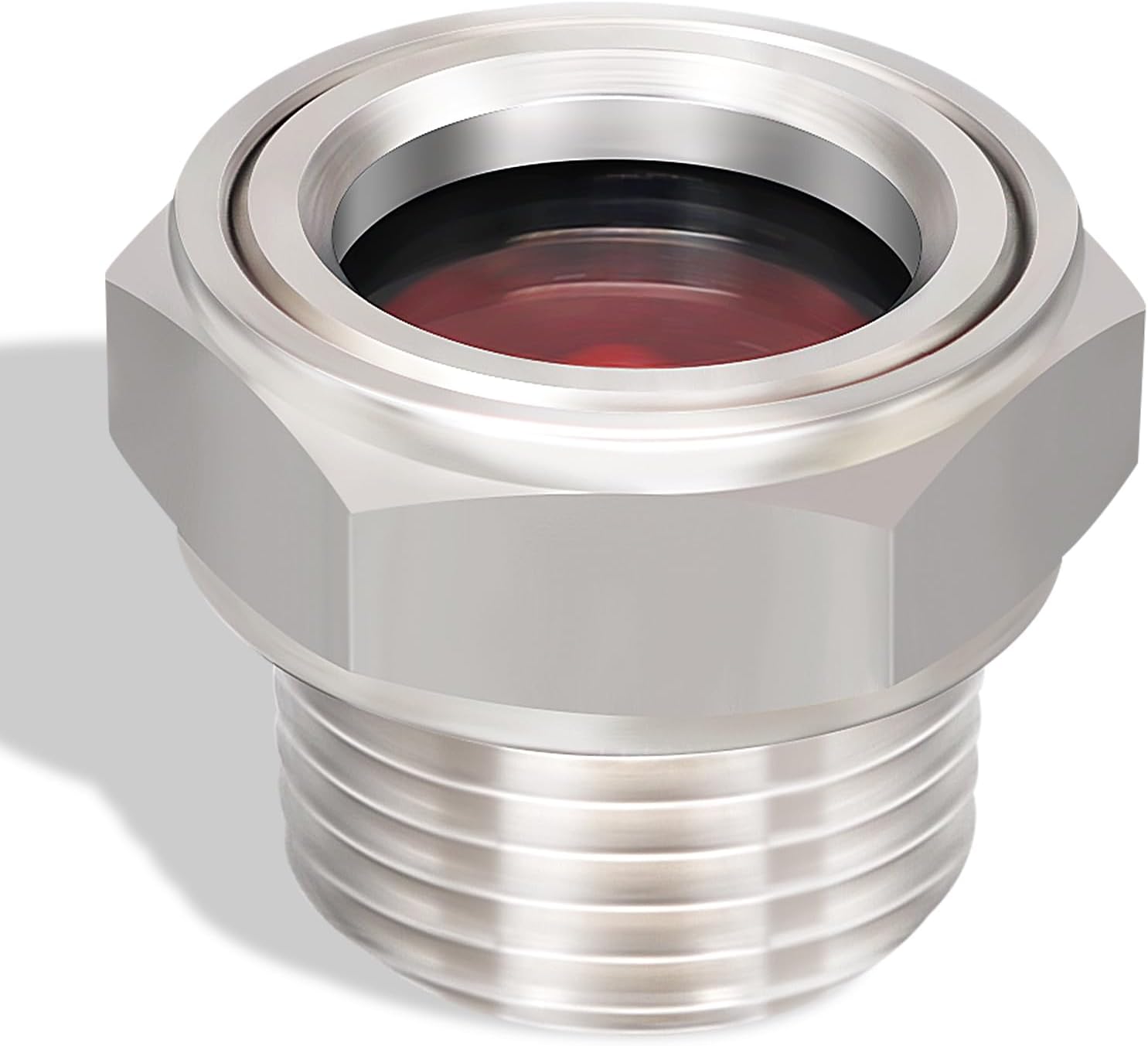 3/4" NPT Male 304 Stainless Steel Oil Sight Glass Hex Head Sight Plug Liquid Level Gauge Oil Indicator Sight Window for Air Compressor