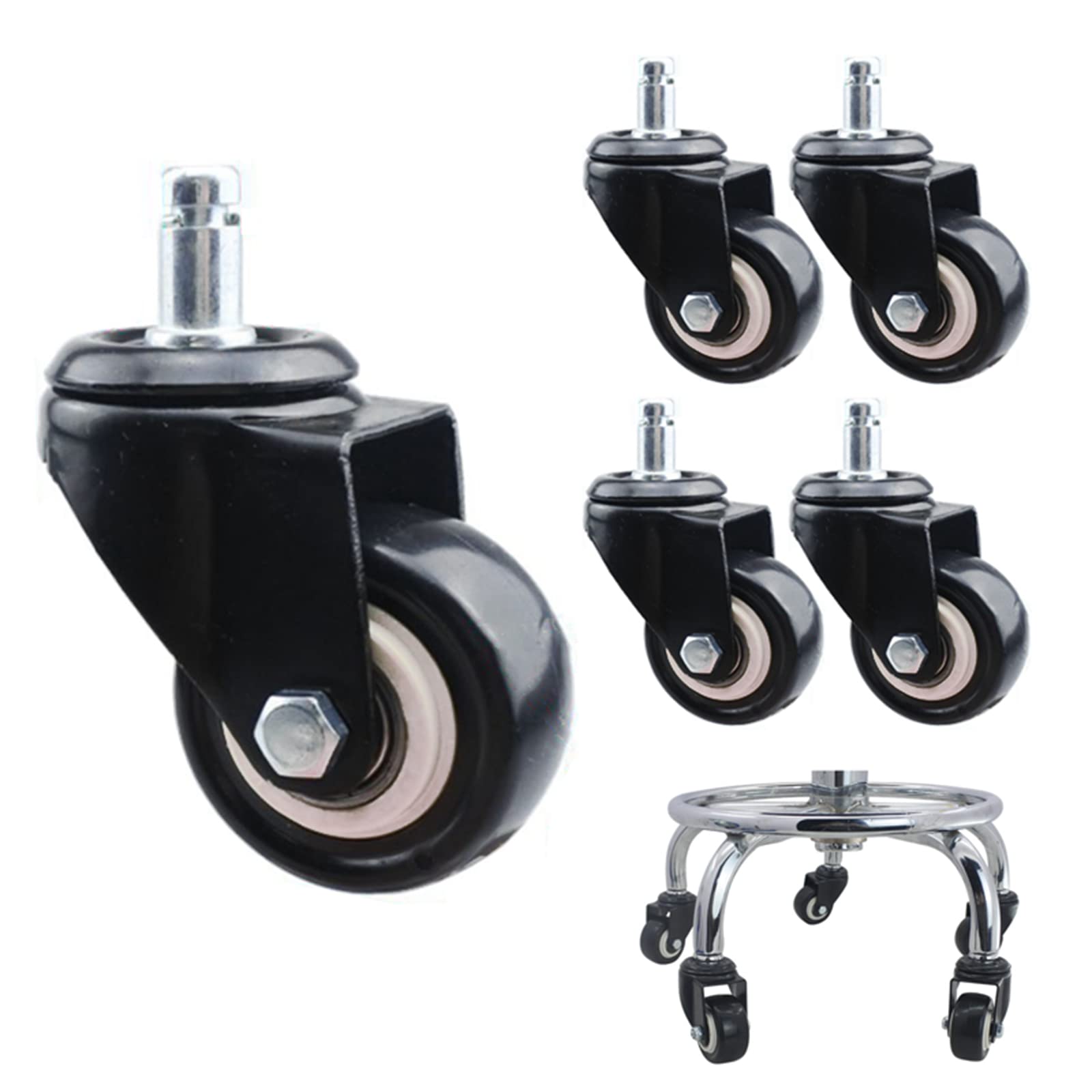 Roulettes de rechange 50 mm pour fauteuil de bureau, tige 11mm et 10mm en lot de 5