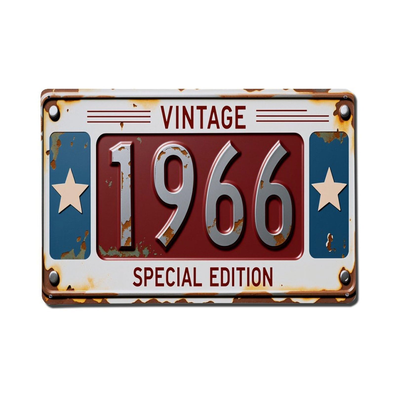 Enderetf Vintage License Plate Design With Stars Tin Sign Retro Metal Wall Decor Metal Poster, Home Bar Garage Man Cave Cafe Indoor & Outdoor Decoration 8X12inches