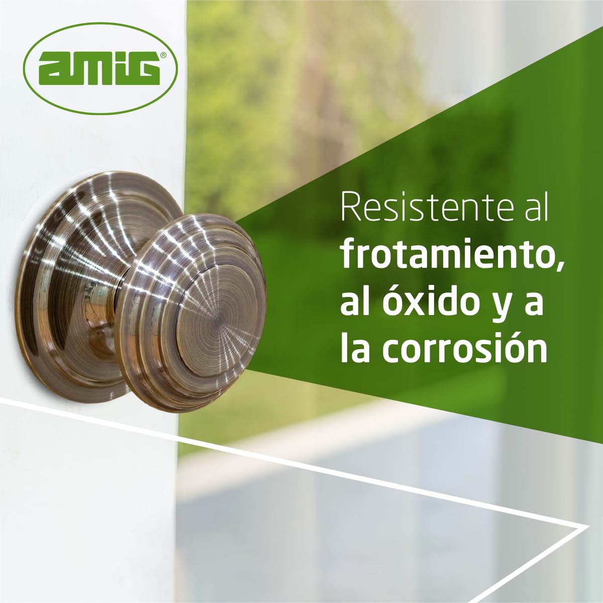 Amig - Pomo de Puerta - Fabricado en Latón - Tirador: Ø76 mm - Cuero -Macizo - Resistente al Frotamiento, Óxido y Corrosión