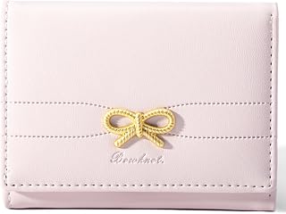 RNIEGA Small Wallets Girls Cute Coquette Bow Wallet Women Aesthetic Credit Card Holder with ID Window, Pink