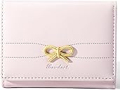 RNIEGA Small Wallets Girls Cute Coquette Bow Wallet Women Aesthetic Credit Card Holder with ID Window, Pink