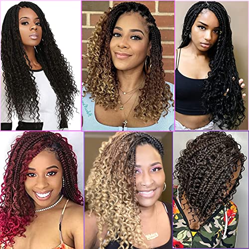 8Packs Crochet Box Braids- 14Inch Boho Box Braids Crochet Braids Hair Bohomian Box Braid Crochet Hair Synthetic Braiding Hair Goddess Box Braids Crochet Hair For Black Women (1B/Purple) #TOP1