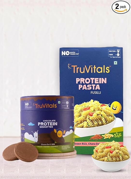 High Protein Sweet & Savory Combo | High Protein Diskettes 160 g + Multi Grain Gluten Free Protein Pasta 400 g | NO Refined Sugar | NO Preservatives