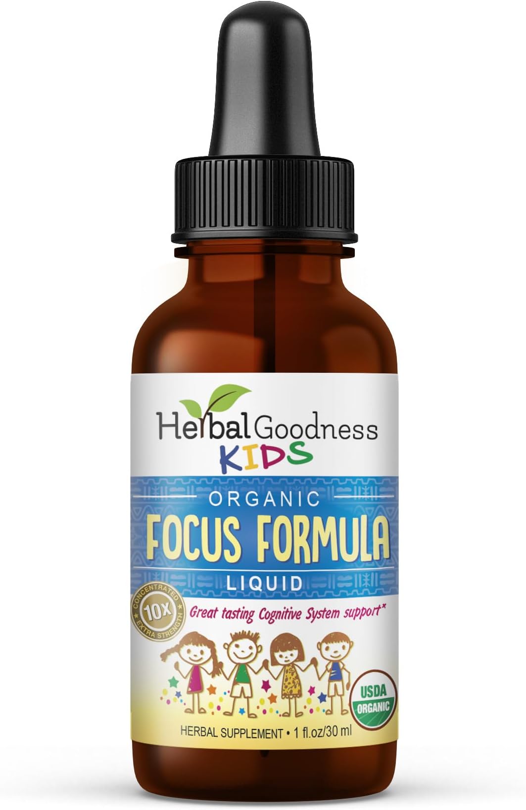 Herbal Papaya Kids Focus Formula Liquid Extract - Ashwagandha & Moringa -1oz Dropper Bottle by Goodness Unit