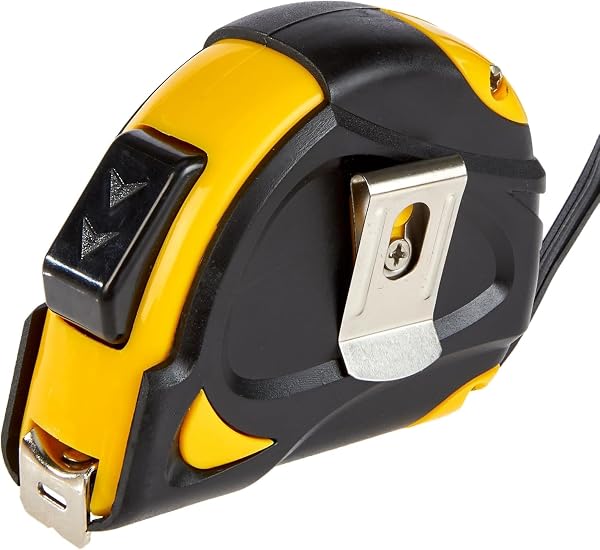 Amazon Basics Cinta métrica con cierre automático, escala y en pulgadas, precisión MID, 10 m (Paquete de 1), Negro, Amarillo - 5