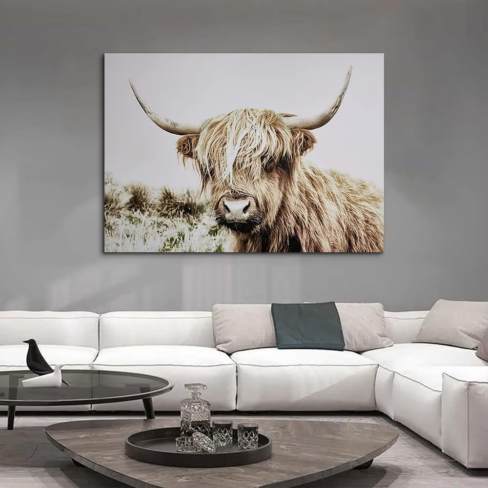 IHHGNB Classic Vintage Wall Art, Modern Cow HD Canvas Printed Poster, Home Living Room Bedroom Entryway Decorative Painting(70x90cm(26x35in)/No frame)