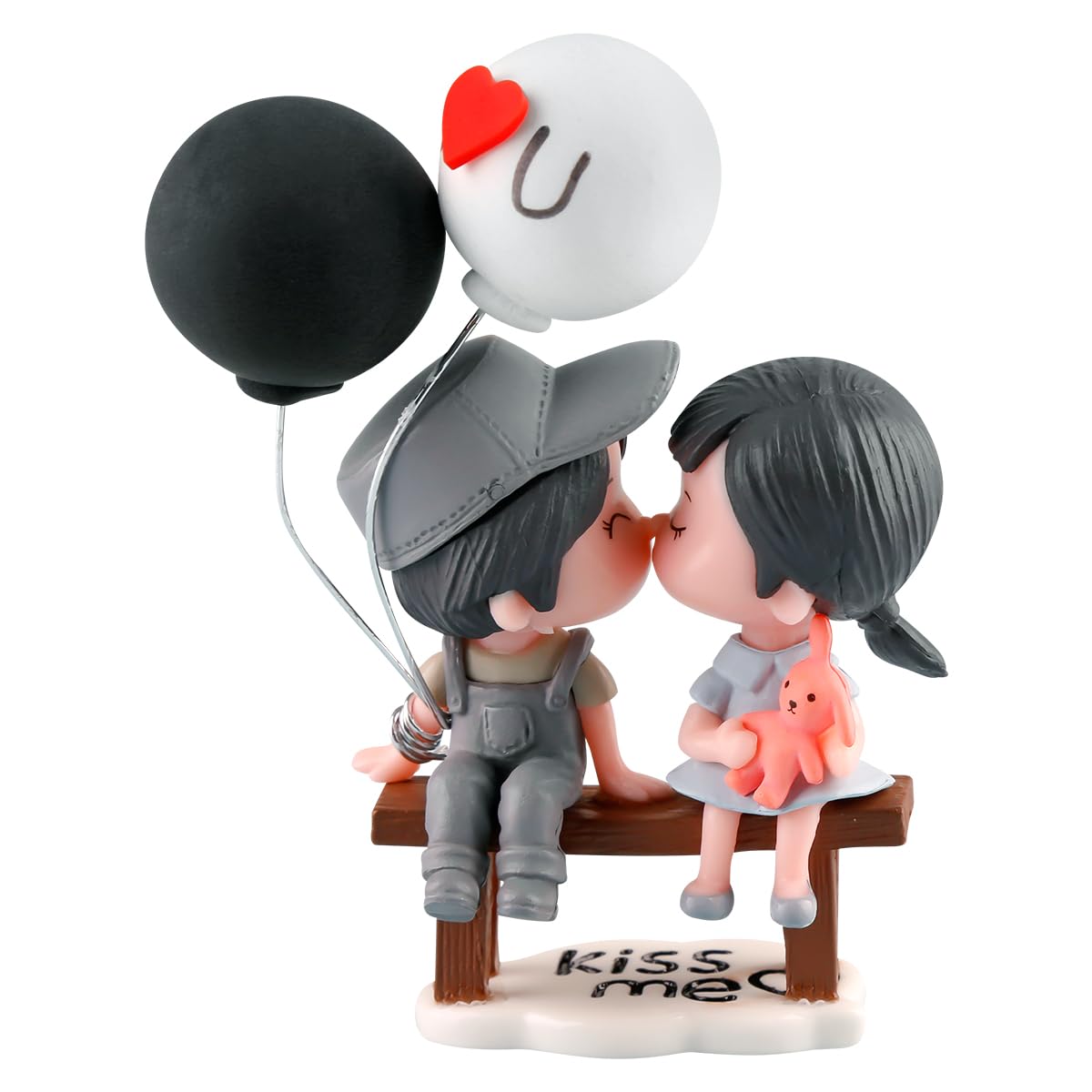 Lotsdonxia Grey Cute Balloon Couple Car Ornament – Durable Car Accessories Rearview Mirror Figurine & Dashboard Decoration, Adorable Gift For Auto Lovers (Grey)