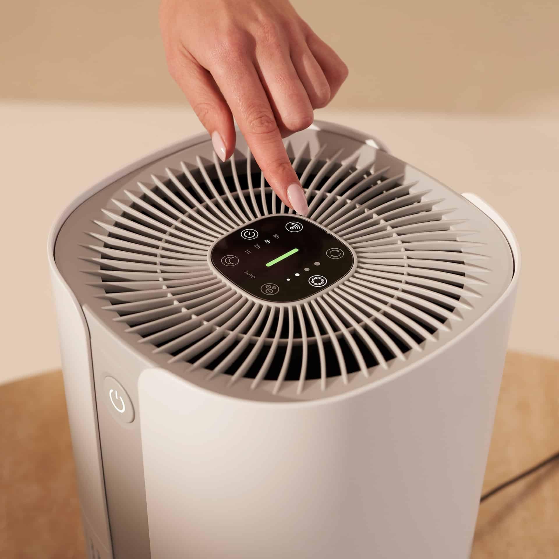 Duux Bright 2 Smart Air Purifier oczyszczacz powietrza dla alergików z 210 CADR, wskaźnik jakości powietrza i jonizator – czyści do 99,97% zanieczyszczeń do 42 m² – kolor biały