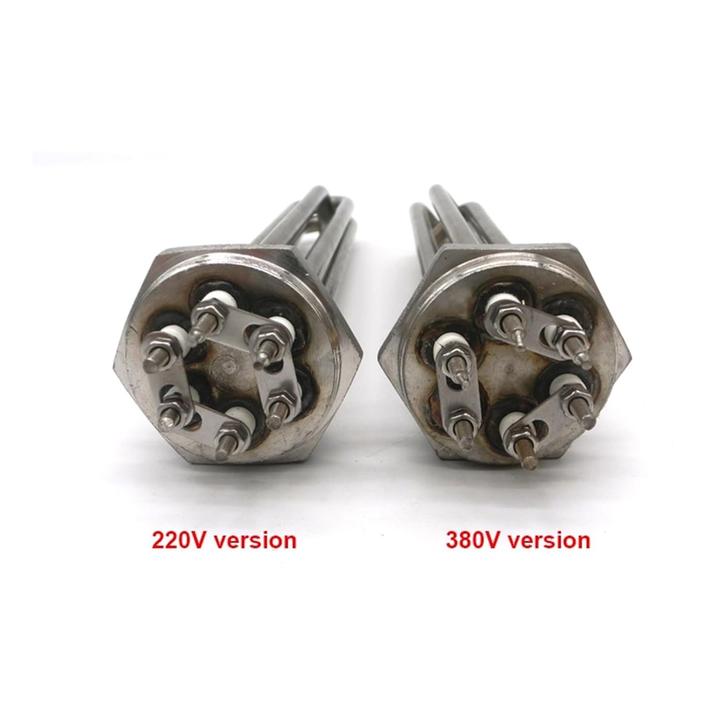 1PCS Full 304 Stainless Steel Water Heating Element 1 1/4" Electric Immersion Heater for Solar Water Tank 220V 380V(220V 210mm 4.5KW)