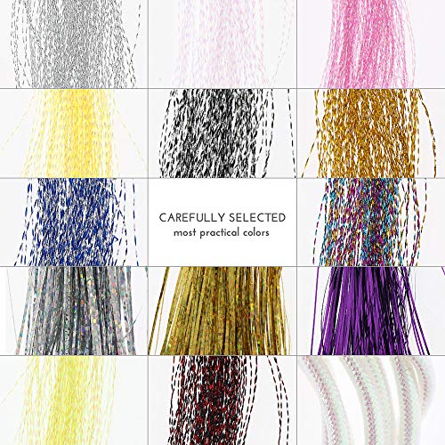 Fly Tying Materials Kit for Dry/Wet Flies, Nymphs and Streamers (10*Crystal Flash + 3*Flashabou + 7*Ice Chenille + 4*Rayon Chenille + 1*Mylar Tube) - Thumbnail 2
