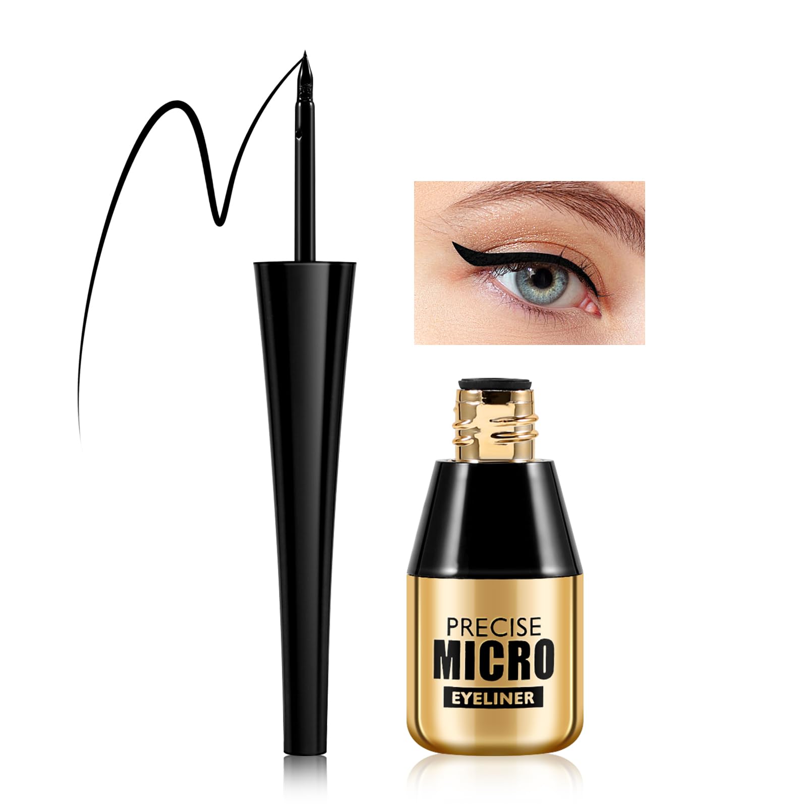 Boobeen Delineador de Ojos Líquido Resistente al Agua, Negro Mate y Marrón, Aplicador Micro Tip Preciso, Delineador de Larga Duración para Looks Atrevidos