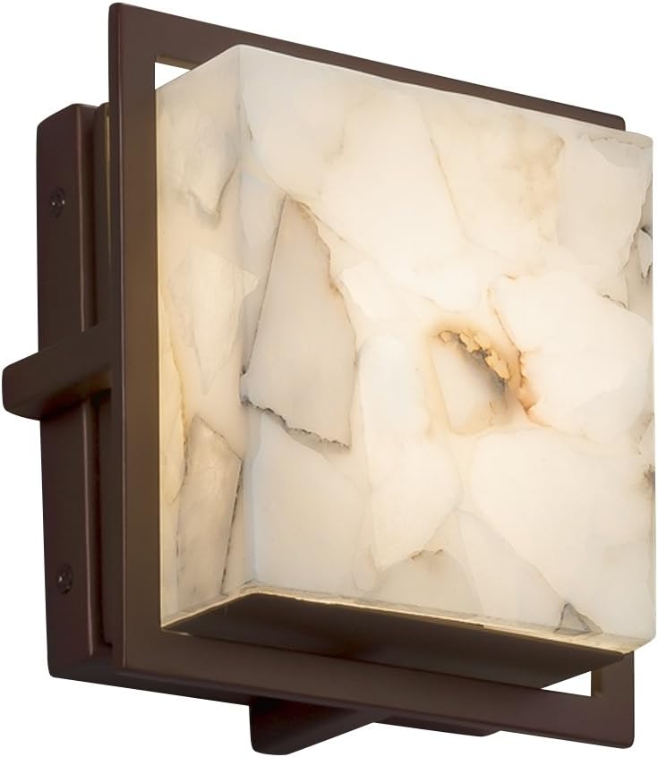 Alabaster Rocks! - Avalon Square LED Outdoor Wall Sconce with Alabaster Rocks Shade - Dark Bronze Finish