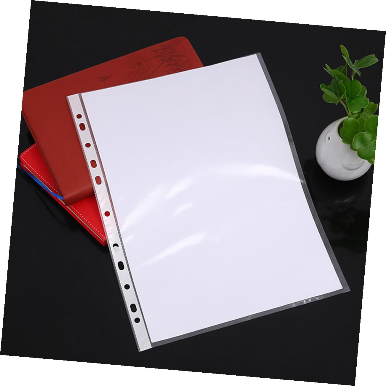 NUOBESTY 200stücke Klarsichthüllen aus Pp-material Beidseitig Transparent Gelochte Aktenhüllen für Ordner Schutzbeutel Loseblattartig
