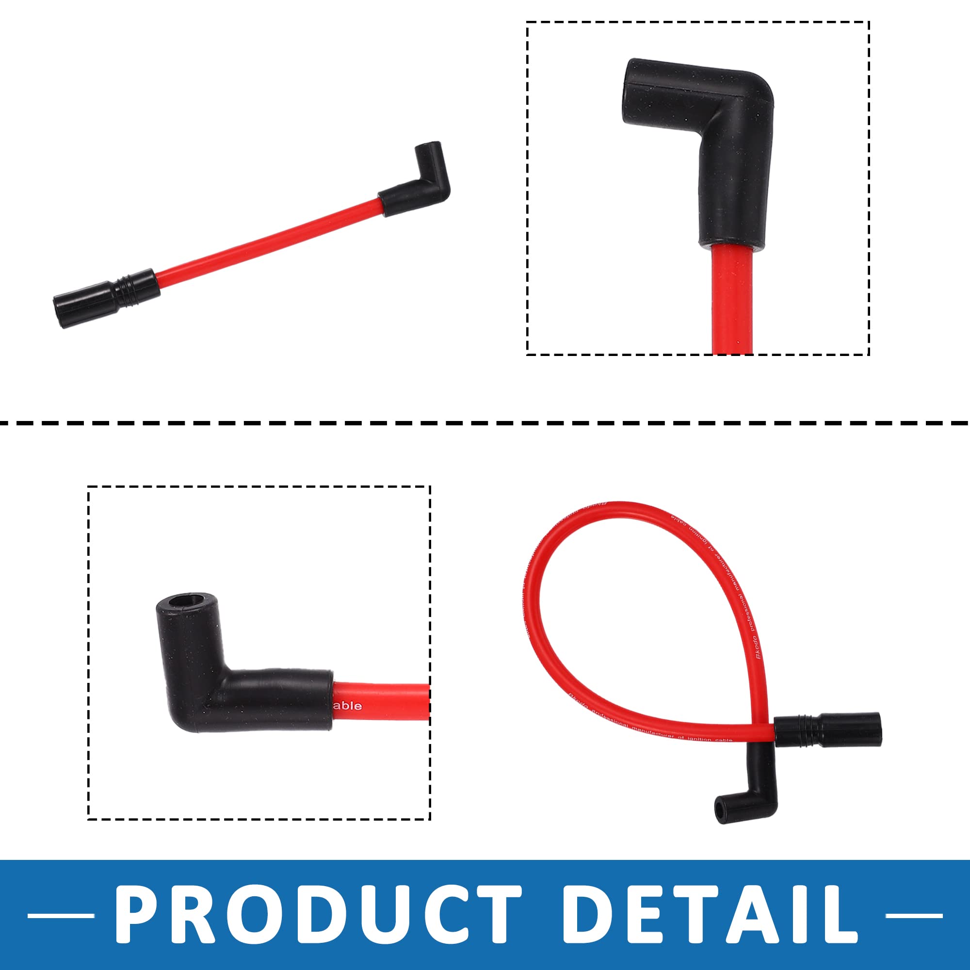 A ABSOPRO Bujía Cable para Harley-Davidson Caucho Rojo (Juego de 2)