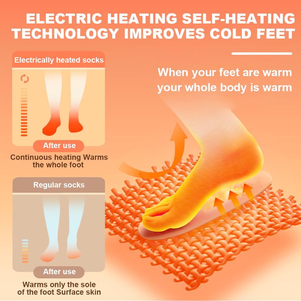 Calcetines Calefactables, ADDLIVE Calcetines Mujer Calefactores, Calcetines Calefactados, Heated Socks con 3 Ajustes de Temperatura y 2 Baterías para Exteriores, Esquí, Invierno
