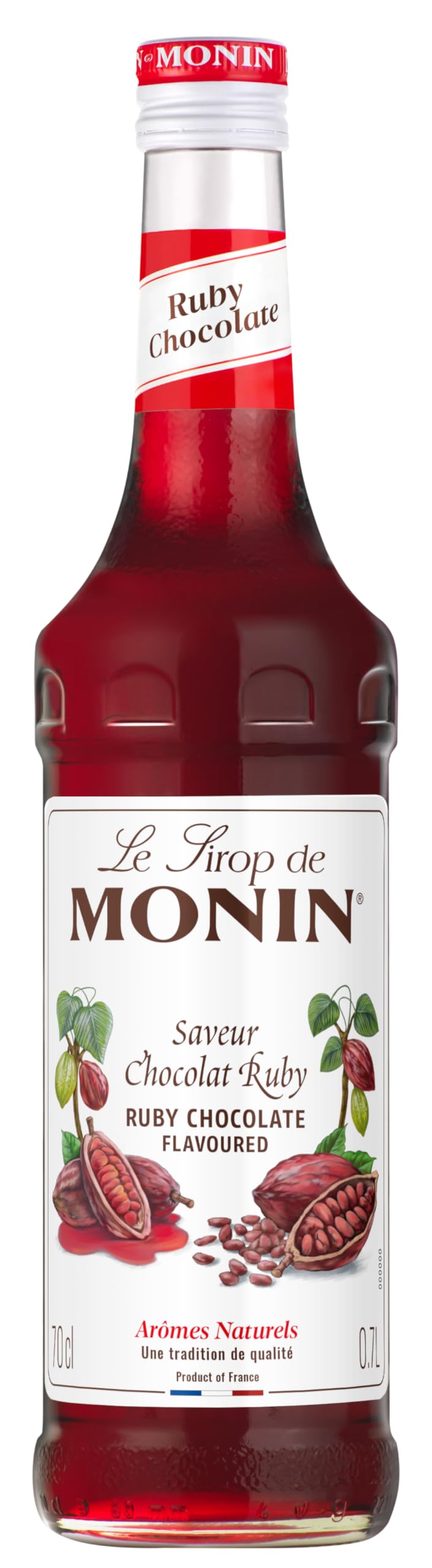 Monin Sirop chocolat ruby / chocolat rubis (1 x 0,7 l) – goût fruité et chocolat, sirop de boisson de qualité supérieure pour cocktails, moks, café et desserts