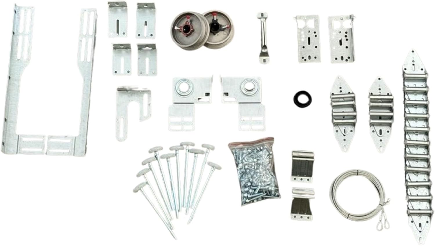 G.A.S. Hardware Garage Door Parts Installation Bundle Kit Set for 16' by 7' Overhead Doors | Fix Replace Garage Hardware Brackets, Drums, Cables, Hinges, Rollers, Screws, Door Jamb, Bearing, Bolts
